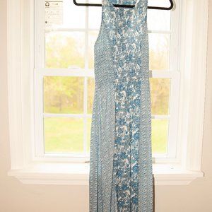 Blue Paisley and Floral Maxi Dress